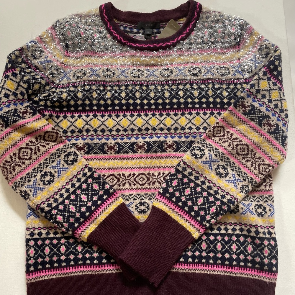 Jcrew new with tags fairisle sweater with sequins